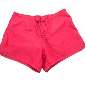 catalina athletic shorts pink polyester elastic tie waist snap zip medium READ